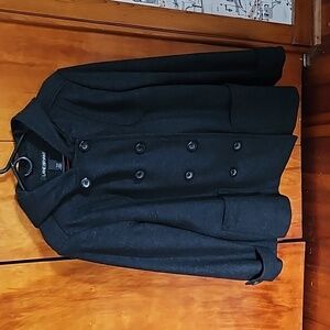 Black wool pea coat